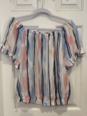 CHARLIE B Striped On/Off-Shoulder Top